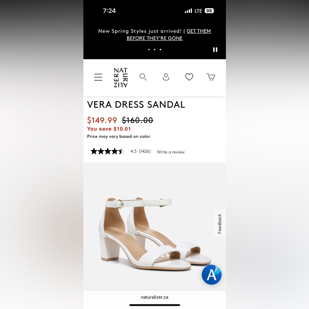 Naturalizer Vera dress sandal new in box